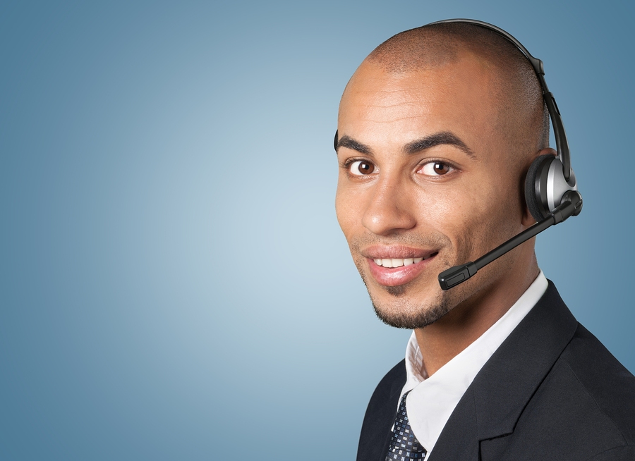 Customer service Headset. Photo shot on Phone logo. Support representative